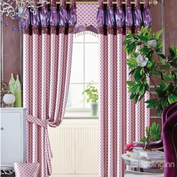 Modern Home Fashion Cinderella Purple Little Dots Printing Grommet Top Curtain