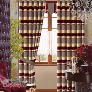 Chic Red Stripes High Shading Degree Grommet Top Curtain