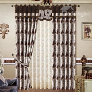 Stylish Waves Pattern Jacquard Grommet Top Curtain