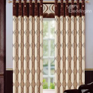 New Home Fashion Stylish Waves Pattern Jacquard Grommet Top Curtain