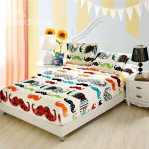 High Quality Funny Mustache Printed Flannel Sheet