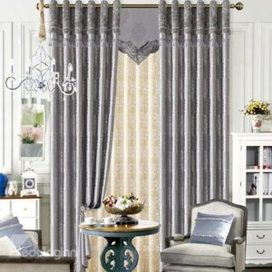 Contemporary Concise Style Duplex Printing Grommet Top Curtain