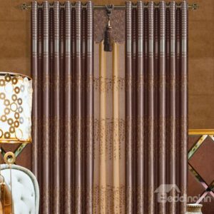 Contemporary Luxury Coffee Color Polyester Grommet Top Curtain
