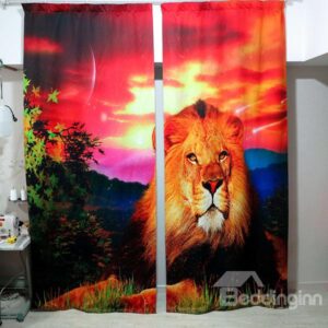 Lion in the Sunset Printing Light Blocking 3D Curtain