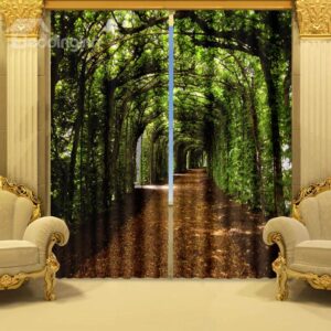 Fantastic Green Corridor Polyester 2-Piece 3D Curtains