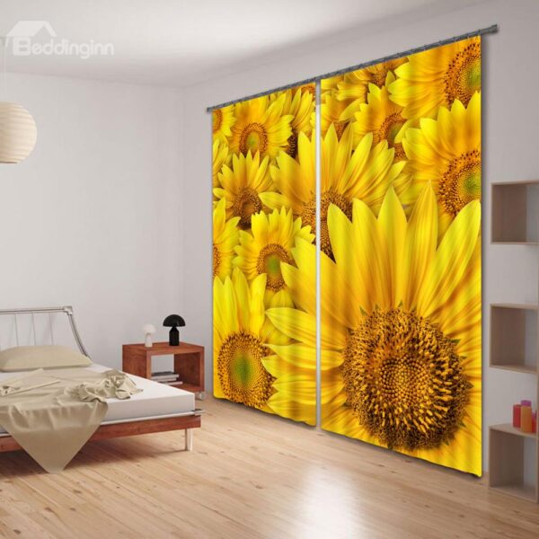 Beautiful Vivid Sunflower Print Blackout Curtain
