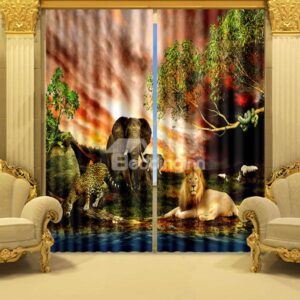 The Land of Animals Kingdom Printed 3D Curtain