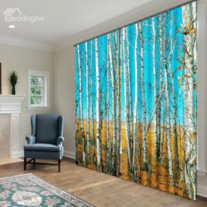 Fantastic Pretty Trees Polyester 2-Piece 3D Curtains