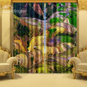 3D Abstract Farm County Life Pattern 2 Panels Blackout Curtain