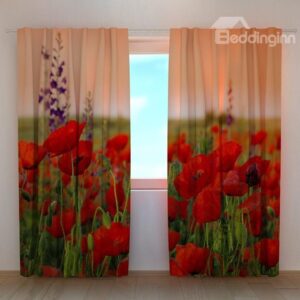 New Arrival Beautiful Flowers Printing 3D Curtain