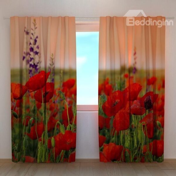 New Arrival Beautiful Flowers Printing 3D Curtain