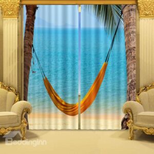 2 Panels 3D Lifelike Sea Hammock Swing Blackout Curtain