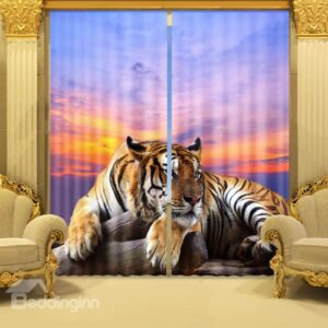 Lifelike 3D Crouching Tiger Blackout Curtain