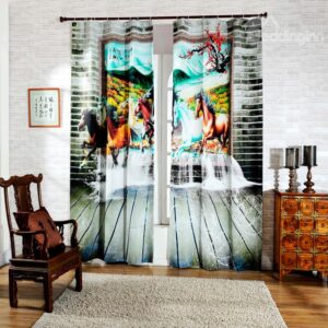 Impressive Running Horse Print 3D Blackout Curtain