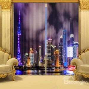 Wonderful Pretty Night Scene 2-Piece 3D Curtains