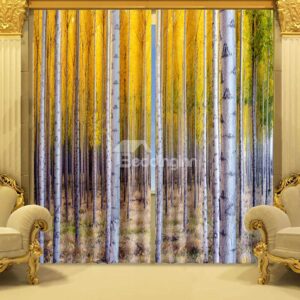 Vivid Trees Printing Living Room & Bedroom 3D Curtain