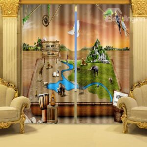 Top Quality Classic Pasture 2-Piece 3D Curtains