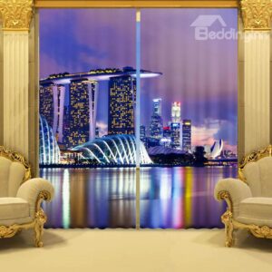 New Arrival Splendid Urban Scene Print Blackout Curtain