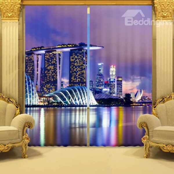 New Arrival Splendid Urban Scene Print Blackout Curtain