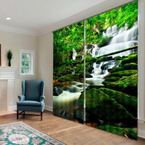 Wonderful Waterfall 3D Effects Printing Blackout Curtain