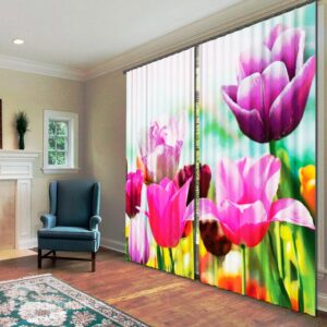 Amazing Big Flowers 2-Piece Polyester 3D Curtains
