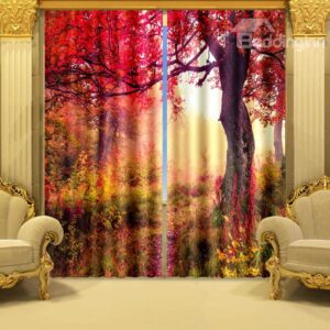 Beautiful Tree Printing Vibrant Color Blackout 3D Curtain