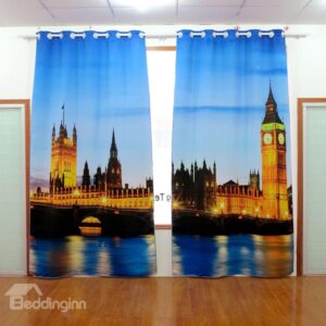 Amazing City Scene Printing Energy Saving Blackout 3D Curtain