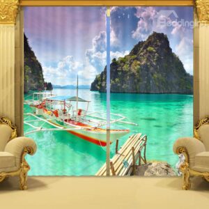 Wonderful Sea Scenery Print 3D Blackout Curtain