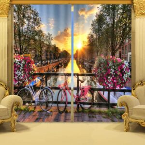 Exquisite City in Sunset Print 3D Blackout Curtain