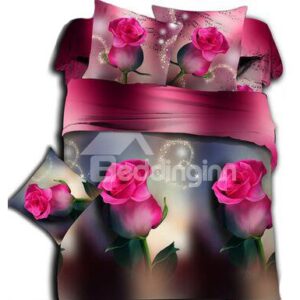 Promise of Love Print 4-Piece Polyester Duvet Cover Sets