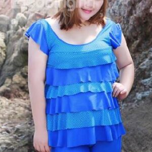 Beautiful 2 Pieces Plus Size Layered Wide Shoulder Tankini