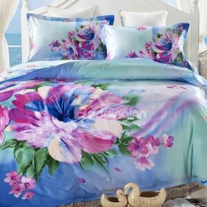 Fresh Flower Oil Painting 4-Piece Cotton Duvet Cover Sets