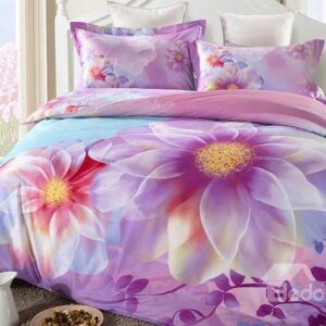 Dazzling Flower Print 4-Piece Cotton Duvet Cover Sets