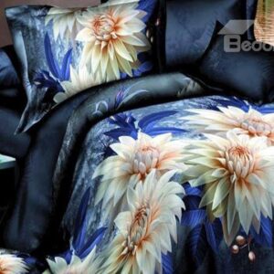 fantastic Flower Print 4-Piece Polyester Duvet Cover Sets