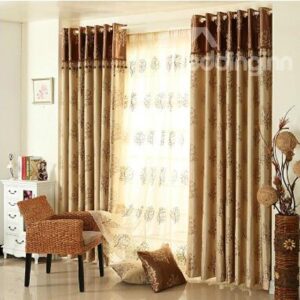 Contemporary Tree Pattern Jacquard Grommet Top Curtain