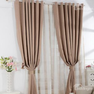Contemporary Solid Color Modern Home Fashion Grommet Top Curtain