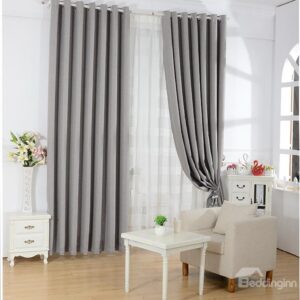 Fashion Gray High Shading Degree Grommet Top Curtain
