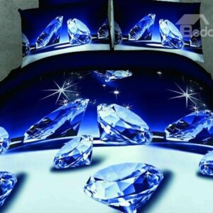 Shining Blue Diamond Print 4-Piece Duvet Cover Sets