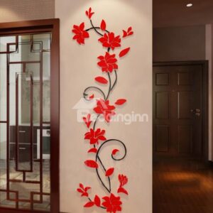 Beautiful Jasmine Flower Crystal Acrylic 3D Wall Stickers