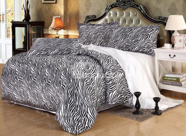 Zebra Pattern 4-Piece Silk-Like Duvet Cover Sets
