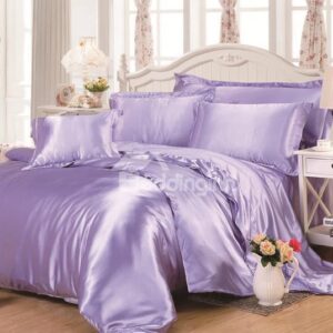 Lilac 4-Piece Silk-Like Duvet Cover Sets