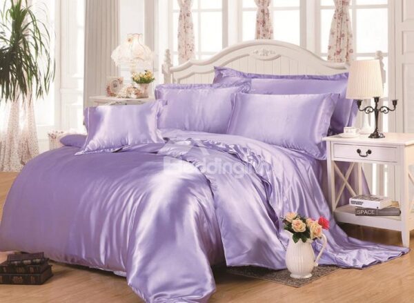 Lilac 4-Piece Silk-Like Duvet Cover Sets