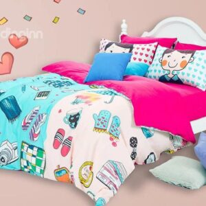 Gloves and Shoes Print 4-Piece Cotton Duvet Cover Sets
