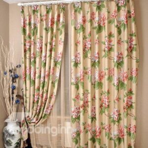 High Class Pretty Red Floral Pattern Double Pinch Pleat Curtain