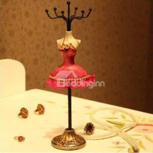 Wonderful Rose Red Short Cheongsam Rotatable Jewelry Rack for Gifts Ideas
