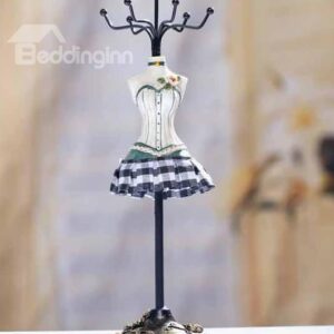 Wonderful Blue Plaid Skirt Rotatable Jewelry Rack for Gifts Ideas