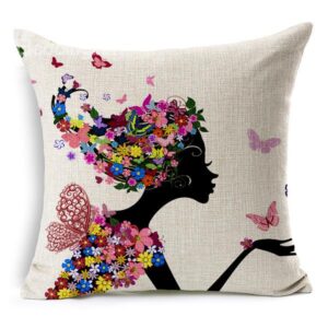 The Angel Girl In Flowers Printing Throw Pillow