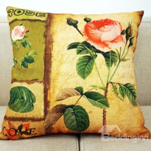 A Blooming Rose Printing Throw Pillow