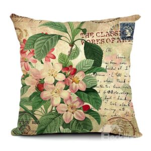 Peach Flowers Printing Throw Pillow
