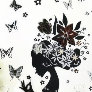 Wonderful 3D Crystal Black Beauty Woman Wall Stickers